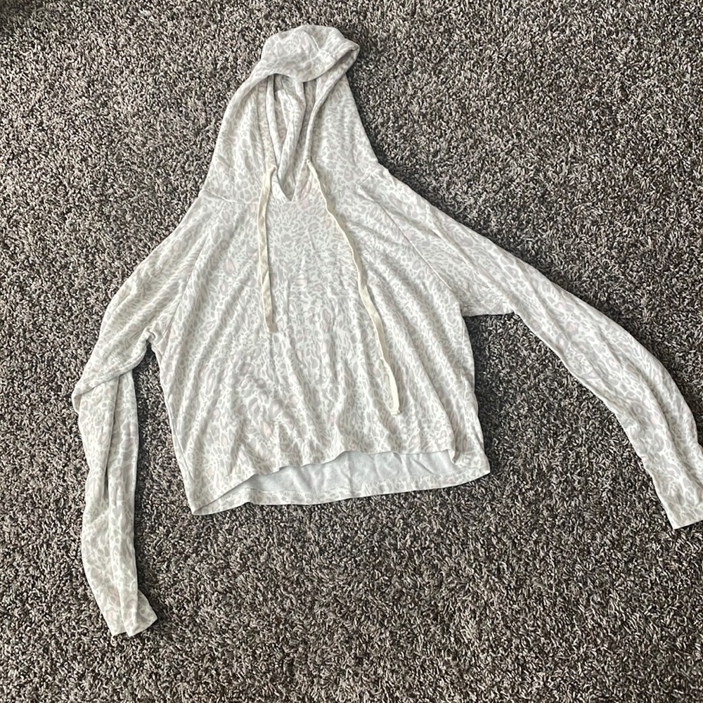 Pink Lily, cream and pink leopard light weight hoodie